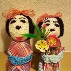 レトロな手作り人形2個セットの画像