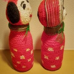 牛乳瓶で作った、あたたかみのあるお人形2個セットの画像