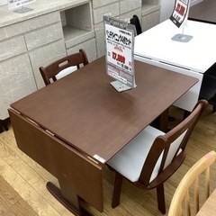 KF-3【新入荷　リサイクル品】ベンチダイニング4点セット　白×ブラウン