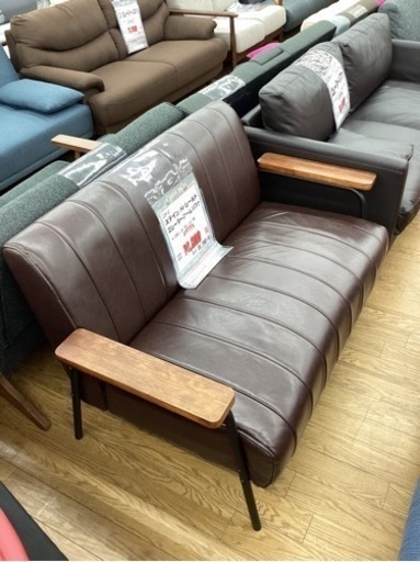 KF-7【新入荷　リサイクル品】ニトリ　ステイン　N-シールド　2シーターアームソファ　ブラウン