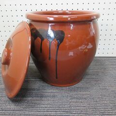 蓋つき漬物用陶器 久松窯 4号 直径約２６㎝、高さ約３０㎝【お引...