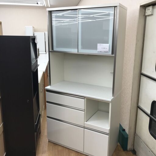★ジモティ割あり★ ニトリ 食器棚 キッチンボード アルミナ ホワイト H201×W100×D50 クリーニング済み KJ2108