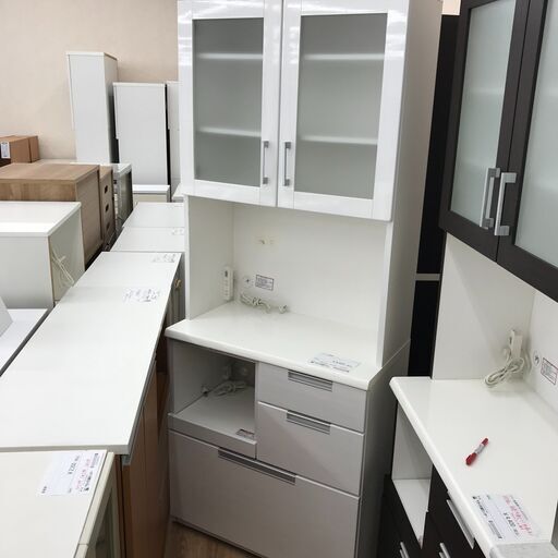 ★ジモティ割あり★ ニトリ 食器棚 キッチンボード ダリア ホワイト H200×W80×D45 クリーニング済み KJ2109