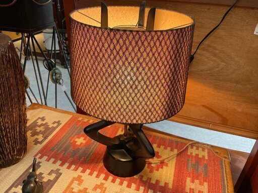 フロアスタンド Antique oriental table lamp stoop | Vintage Desk Lamp in Travertine and Wood