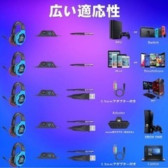  Bengoo G9500 ゲーミングヘッドセット ヘッドフォン PS4/PS5/Switch/PC対応 LED付き 3.5mm接続 高音質マイク付きヘッドホン ノイズキャンセリング   の画像