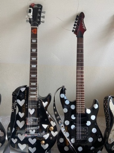 hideイエローハート風 ブラックレスポール エレキギター