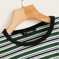 SHEIN Qutie リブニット ストライプ トップス 新品未使用 Sの画像