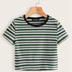 SHEIN Qutie リブニット ストライプ トップス 新品未...