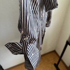 リボン付7分袖のストライプシャツ👗の画像