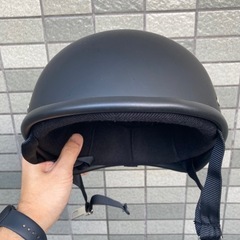 ハーフキャップ　バイク用　ヘルメット　マットブラックの画像