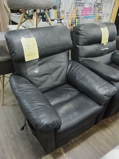 馬場家具　電動リクライニングソファ　本革シート　１人掛けソファ　レザー　電動ソファ　シングルソファ