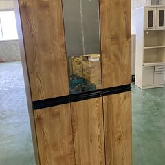 中古家具 シューズボックス ミラー付き 完成品 下駄箱 大容量収...