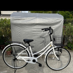 新品同様 シティサイクル 26インチ 自転車 白 ホワイト 20...