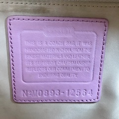COACH コーチ ブラウン＆ピンクレザー シグネチャー  肩かけショルダー オープントートバッグの画像
