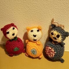 かわいいタヌキのお人形3点セットの画像