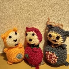かわいいタヌキのお人形3点セットの画像
