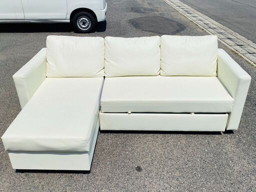 ☆美品☆ ニトリ 合皮カウチソファベッド Nシールド ノアーク 3