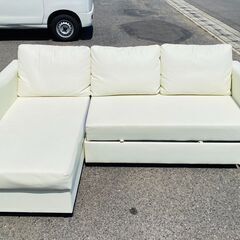 ☆美品☆ ニトリ 合皮カウチソファベッド Nシールド ノアーク 3人掛け