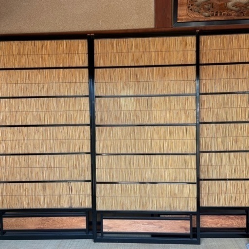 簾戸　素戸　黒漆障子　漆塗　泳ぐ鯉　4枚セット　欄間 　建具　時代建具　和家具　古民家　ビンテージ　家具　DIY