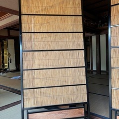 簾戸　素戸　黒漆障子　漆塗　泳ぐ鯉　4枚セット　欄間 　建具　時代建具　和家具　古民家　ビンテージ　家具　DIYの画像
