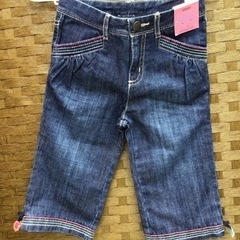 未使用　キッズ　子供服　女児　カラフルステッチ　デニムパンツ　