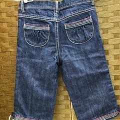 未使用　キッズ　子供服　女児　カラフルステッチ　デニムパンツ　の画像