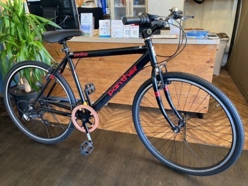 【前後タイヤ・チューブ新品！】7段変速　26インチクロスバイク　ブラック×レッド