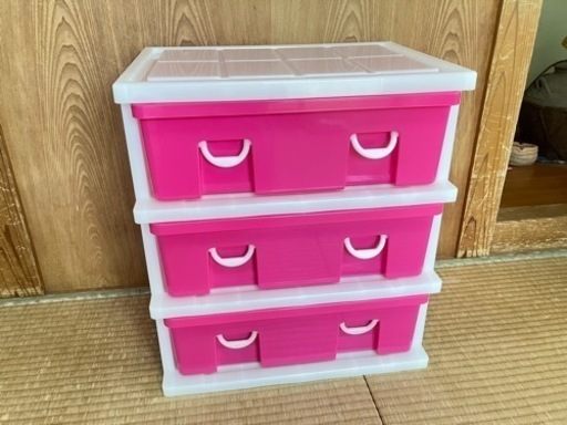 3段チェスト ピンク プラスチック ①