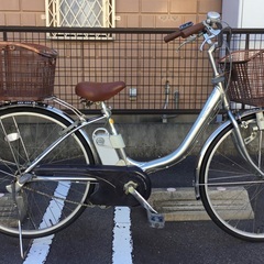 ＜整備済み・美品＞ELECTRIC・BICYCLE・パナソニックOEM・電動アシスト自転車・ 3段変速・シルバー・お手入れで綺麗にお掃除済♪の画像