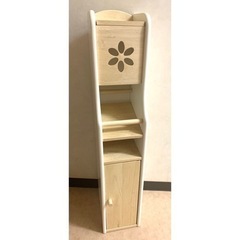 トイレ収納　(白色、木製)