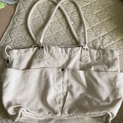 麻バッグ　ポケット多数の画像