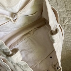 麻バッグ　ポケット多数の画像