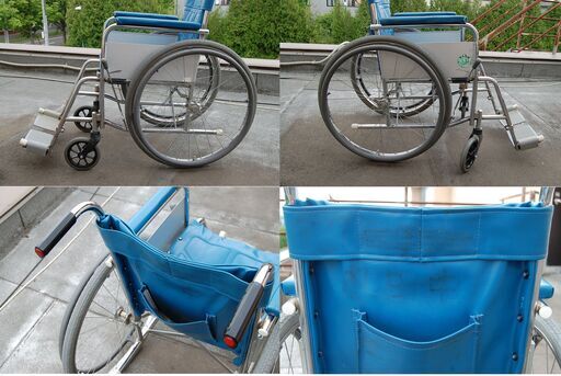 車椅子 自走式 介助兼用 折りたたみ MURANAKA PLUM WHEEL CHAIR 車いす 車イス 青 フットレスト 札幌市 清
