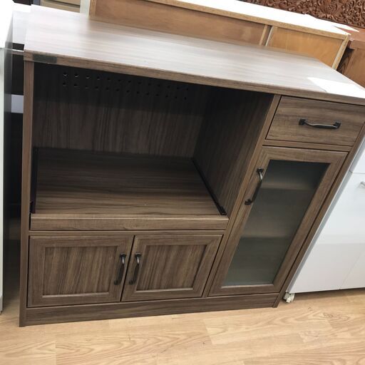 ★ジモティ割あり★ 佐藤産業 レンジ台 ダークブラウン H83×W88×D40 クリーニング済み KJ2118