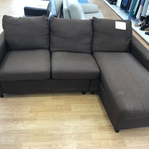 ★ジモティ割あり★  カウチソファ ブラウン H63×W180×D80 クリーニング済み KJ2122