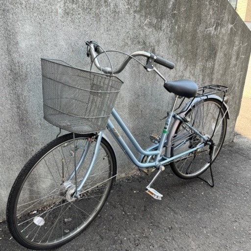 ママチャリ 自転車 SAIMOTO 青 26インチ 6段変速 オートライト