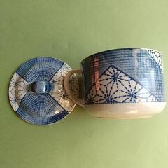 【藍の刺子 和風コーヒーカップ５客揃】蓋、スプーン 、コースター付き　５客揃の画像