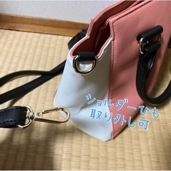 2wayバッグ サーモンピンク ハンドバッグ ショルダー付きの画像
