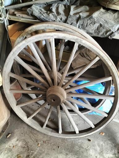 大八車　車輪　100cm　レトロ　当時物　年代物　骨董　インテリア
