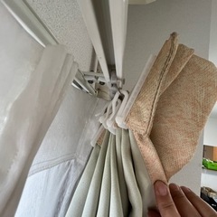 カーテン ベージュ色 厚地 ドレープ レース 両開き 半間 掃出窓用 3窓分の画像