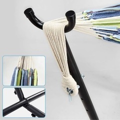 ⚠️値下げしました⚠️自立式ハンモック✨耐荷重約300キロ 大人2人入れます 収納ケース付 青 組み立て簡単 快適の画像
