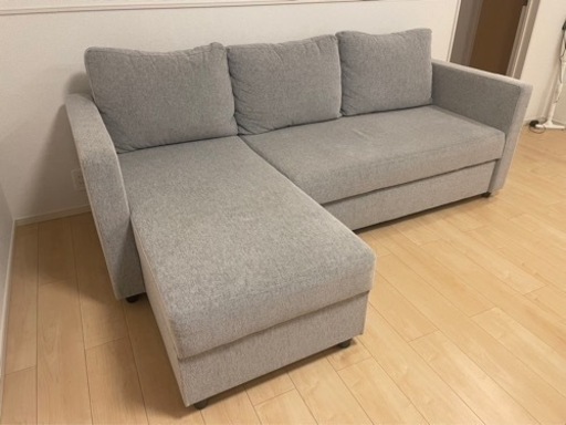 【契約成立しました】6/20の17:00まで割引中！収納付き布張りカウチソファーベッド