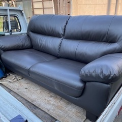レザーのソファ 傷あり 差し上げます ブラウン