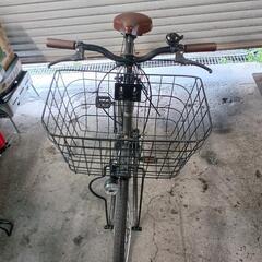 自転車中古　smart cycle SALVAGE　LEDライト　カゴ付き　鍵新品　カラーグレーブラウン