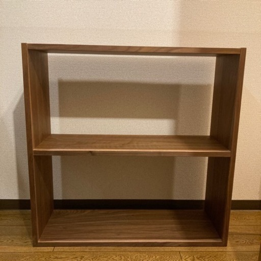 MUJI 無印 スタッキングシェルフ ワイド 2段 ウォールナット中古品