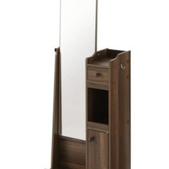 ぼん家具 ドレッサー 化粧台 鏡台 全身鏡 収納 キャスター 姿見 スタンドミラー 木製 ウォールナットの画像