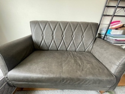 合皮ソファー　グレー