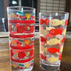 昭和レトロっぽいガラスコップ他