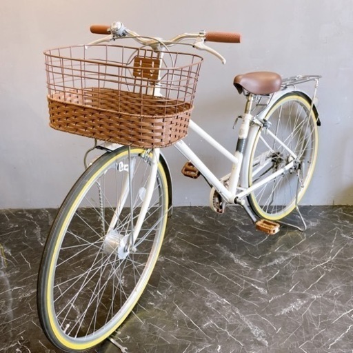【♥1】シティー車 自転車 RIVULET ホワイト オートライト シングル