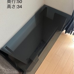 ブラックガラステーブル◼️　ウッドベースローテーブル　